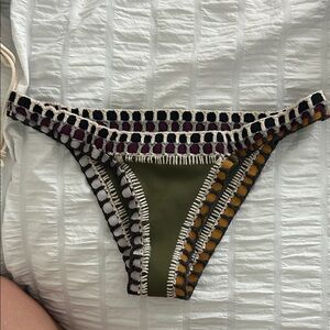 KIINI Olive and Multicolor Crochet Bikini Bottom S